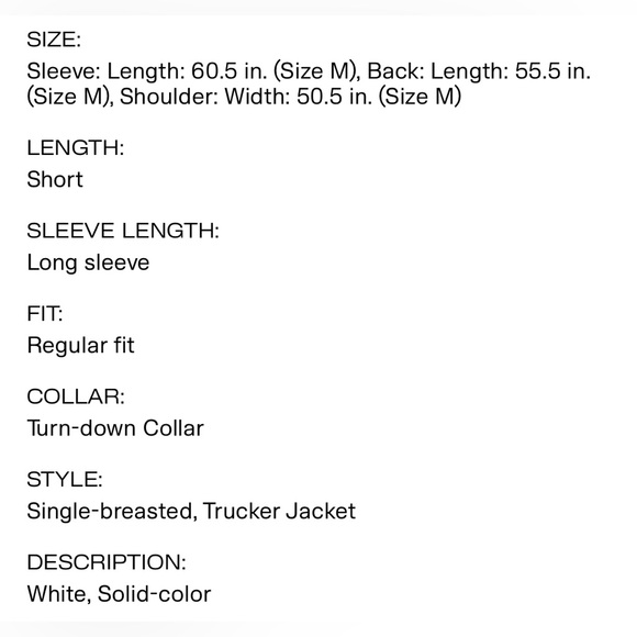 White Denim Jacket 100% Cotton - Size Large - Picture 9 of 9